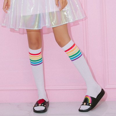 Rainbow striped high socks