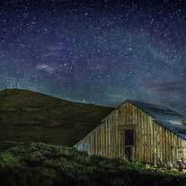 Yellow Barn, Starry Night (11x17)