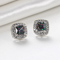 Girl Stud Earrings Oval Zircon LKN18KRGPE1096 Colors - Thumbnail 3