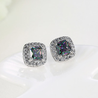 Girl Stud Earrings Oval Zircon LKN18KRGPE1096 Colors - Thumbnail 4