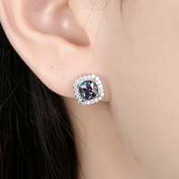 Girl Stud Earrings Oval Zircon LKN18KRGPE1096 Colors - Thumbnail 1