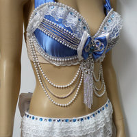 Disney Princess Cinderella Diamond Bra Top and Skirt Costume Cosplay Dance Costume Rave Halloween Burlesque Show Girl - Thumbnail 4