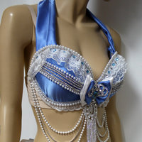 Disney Princess Cinderella Diamond Bra Top Costume Cosplay Dance Costume Rave Halloween Burlesque Show Girl - Thumbnail 3