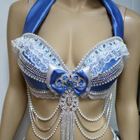 Disney Princess Cinderella Diamond Bra Top Costume Cosplay Dance Costume Rave Halloween Burlesque Show Girl - Thumbnail 4