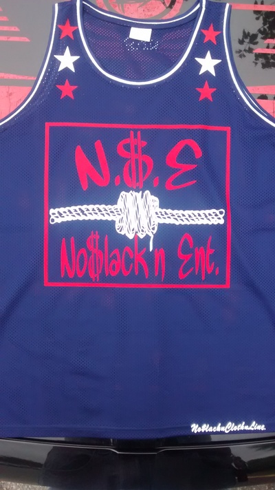 N$E No$lacknEnt. (NavyBlue,White&Red) Boarder Jersey Tank top.