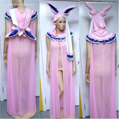 Sylveon ear cape robe cosplay dance costume rave bra rave wear halloween burlesque show girl