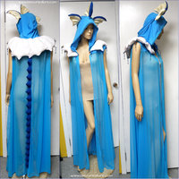 Vaporeon Ear Cape Robe Cosplay Dance Costume Rave Bra Rave Wear Halloween Burlesque Show Girl - Thumbnail 1