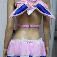 Sweet Sylveon Bra Top with ear hoodie and bustle skirt Costume Cosplay Dance Costume Rave Halloween Burlesque Show Girl - Thumbnail 2