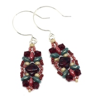 Ruby Red and Turquoise Color Earrings on Sterling Silver - Thumbnail 1