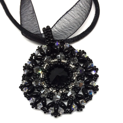 Black midnight crystal pendant