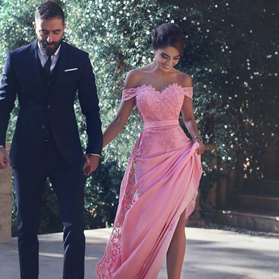 Sexy off-shoulder mermaid lace applique prom evening gowns long arabic prom dresses e29