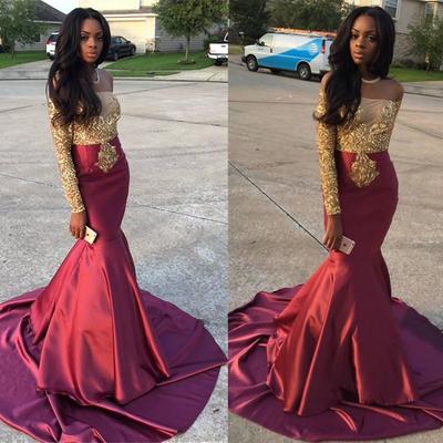 African prom dresses 2017 sexy off-shoulder long sleeves lace applique beaded sequins prom evening dress gowns e30