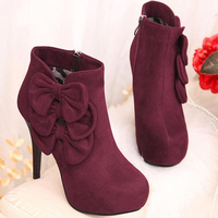 Elegant Bow Embellished Stiletto Heel Fashion Boots - Thumbnail 2