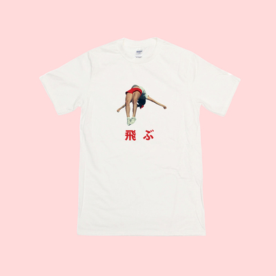 JAPANESE FLYING SCHOOL GIRL T SHIRT IN WHITE