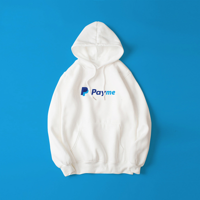 UNISEX PAYPAL SPOOF PAYME HOODIE IN WHITE