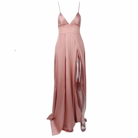 Pink Maxi With Two Slit Elegant Dress