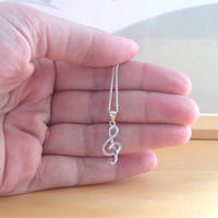 925 Cz Treble Clef Pendant & 18" Silver Chain/Music Note Pendant/Music Note Necklace/Treble Clef Jewellery/Treble Clef Jewelry/Music Note - Thumbnail 2