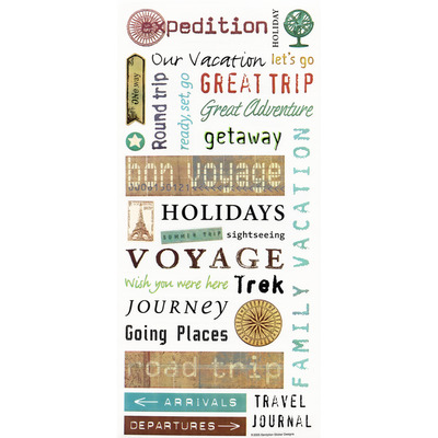 Travel Vellum Phrase Stickers  5.5x12"