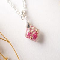 Real Dried Flowers in Diamond Resin Necklace in Pinks and White - Thumbnail 1