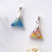 Real Dried Flowers in Triangle Resin Necklace in Blue Mint - Thumbnail 3
