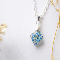 Real Dried Flowers in Diamond Resin Necklace in Blues - Thumbnail 3