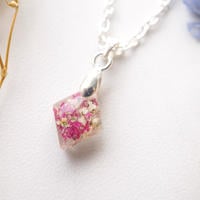 Real Dried Flowers in Diamond Resin Necklace in Pinks and White - Thumbnail 3
