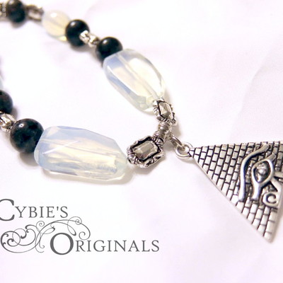 Moonstone and labradorite eye of ra necklace