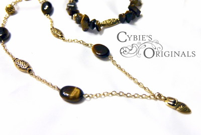 Tiger eye Goddess Necklace and Bracelet