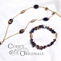 Tiger eye Goddess Necklace and Bracelet - Thumbnail 1