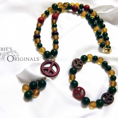 Peace necklace and bracelet set