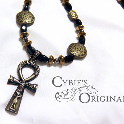 Ankh, symbol of life antiqued gold necklace