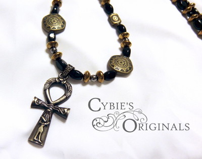 Ankh, Symbol of Life antiqued Gold necklace