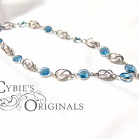 Eye of Ra white pearl and light blue necklace - Thumbnail 2