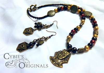 Egyptian Crown necklace and earring set