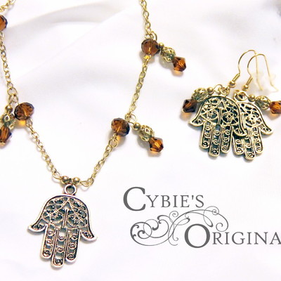 Golden hamsa hand 2pc set - Thumbnail 5