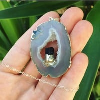 Druzy Agate & Tourmaline Necklace - Thumbnail 2