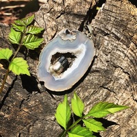 Druzy Agate & Tourmaline Necklace - Thumbnail 1
