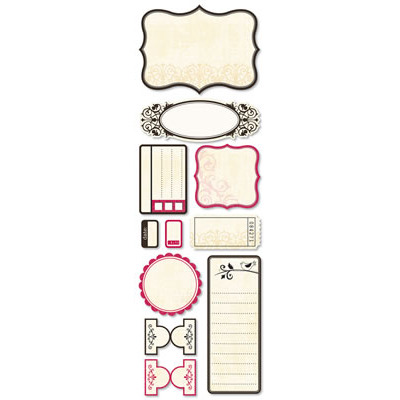 Pink & black journaling stickers  4x12"