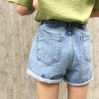 Free Shipping-90'S DENIM SHORTS ( 2 COLORS ) - Thumbnail 2