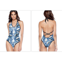 One Piece Swimming Suit with Sharp / Tiger Prints - Thumbnail 3
