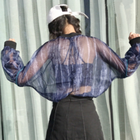 See-through Long Sleeve Chiffon T-shirt - Thumbnail 3