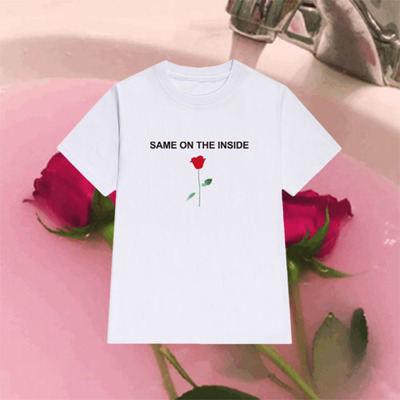 Same on the inside rose  t shirt in white