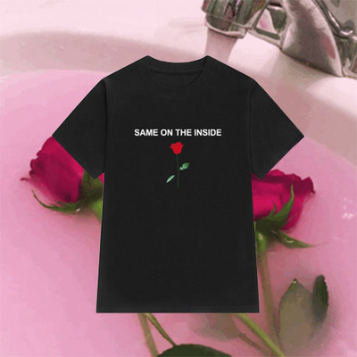SAME ON THE INSIDE ROSE  T SHIRT IN BLACK