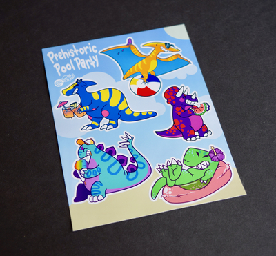Prehistoric Pool Party Sticker Sheet