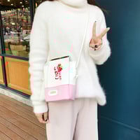 Harajuku lovely strawberry milk box Messenger bag - Thumbnail 2