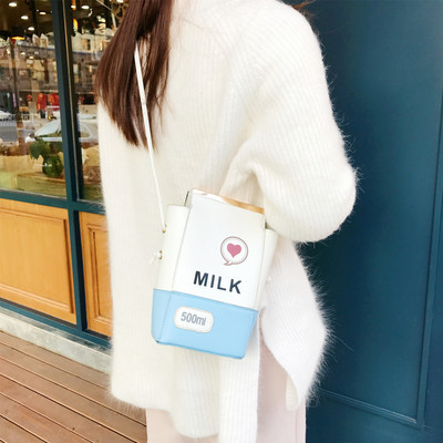 Harajuku lovely strawberry milk box messenger bag
