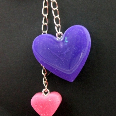 2 heart keychain