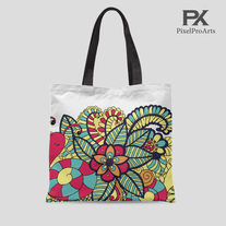 Doodle floral Tote Bag  / Gift for her / shopper bag / fashion bag / printed tote bag / modern bag / trending tote bag