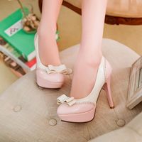 Adorable Pink Bow Design High Heel Shoes - Thumbnail 3