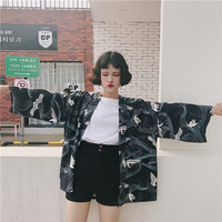Harajuku Crane Chiffon Cardigan Sun Clothes Jacket - Thumbnail 2